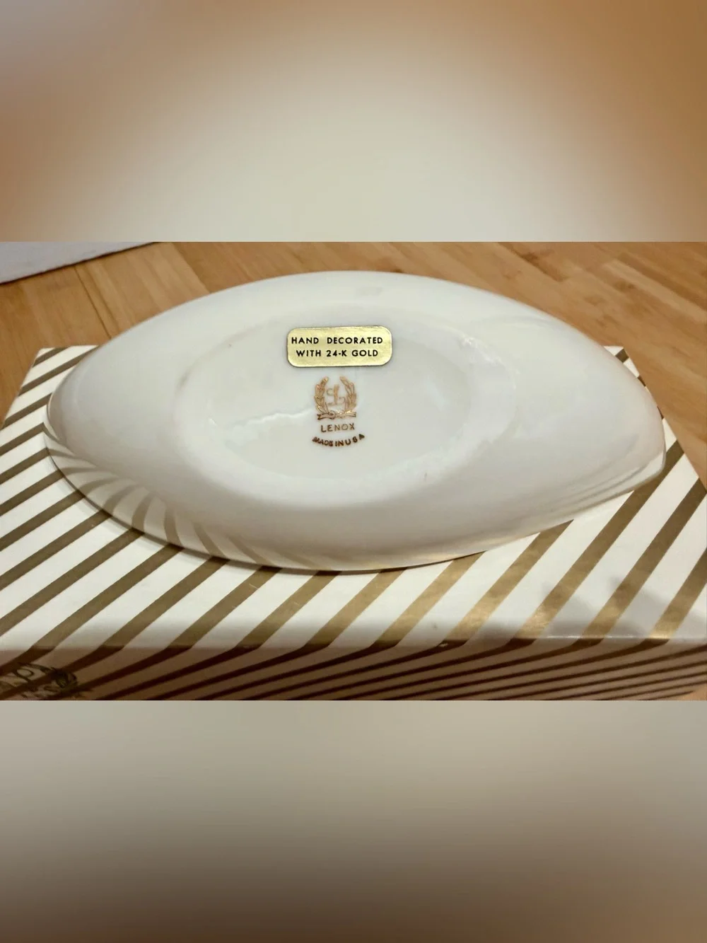 VTG Lenox Gondola Bowl Holly Design Xmas Trinket Snacks Holiday Party Dish w Box